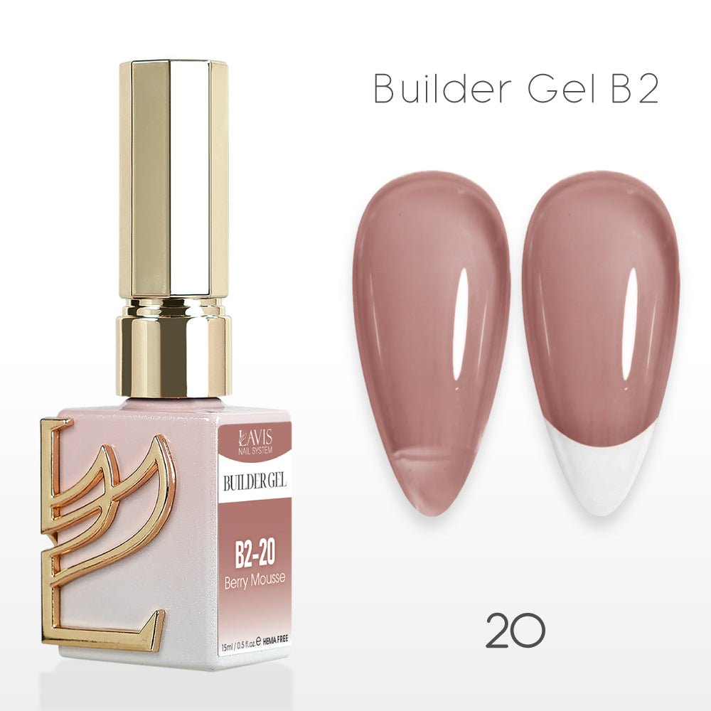 LAVIS Builder Gel In The Bottle (Ver 3) - B2 - 20 Berry Mousse - Gel Polish 0.5oz - DTK Nail Supply