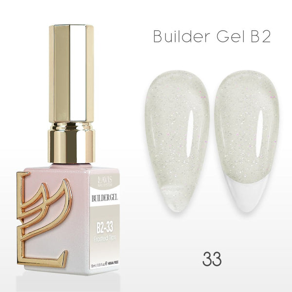 LAVIS Builder Gel In The Bottle (Ver 3) - B2 - 33 Frosted Tips - Gel Polish 0.5oz - DTK Nail Supply