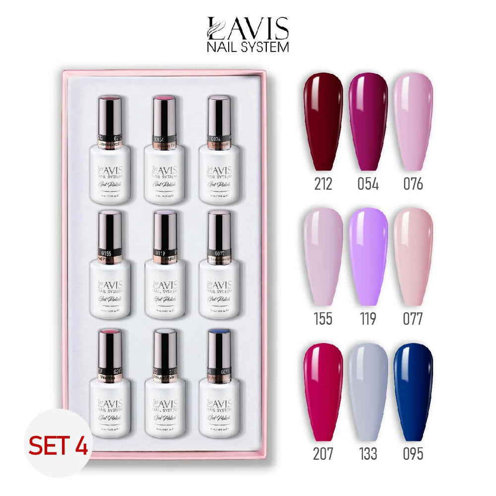 Lavis Gel Color Set 4 (9 Colors) – Elegant Neutral & Feminine Gel Polish Set for Nail Salons