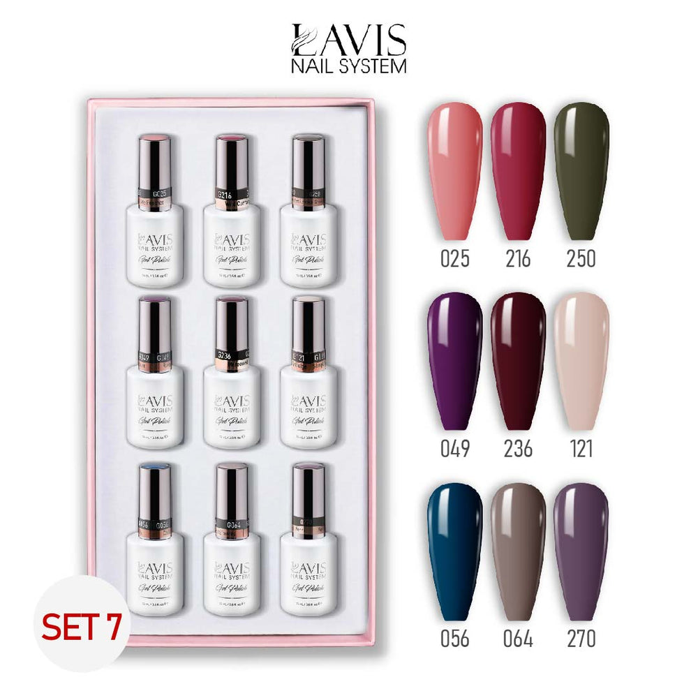 Lavis Gel Color Set 7 (9 Colors) – Bright & Playful Gel Polish Set for Nail Salons