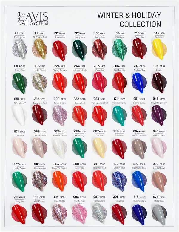Lavis 3 in 1 Set 48 Colors Winter & Holiday Collection - Acrylic & Dip Powder (1.5oz), Gel & Lacquer Matching + FREE 6 LAVIS 3 in 1 New Colors (277-282) or FREE LAVIS Cat Eye Set 12 Colors (CE1 or CE8)