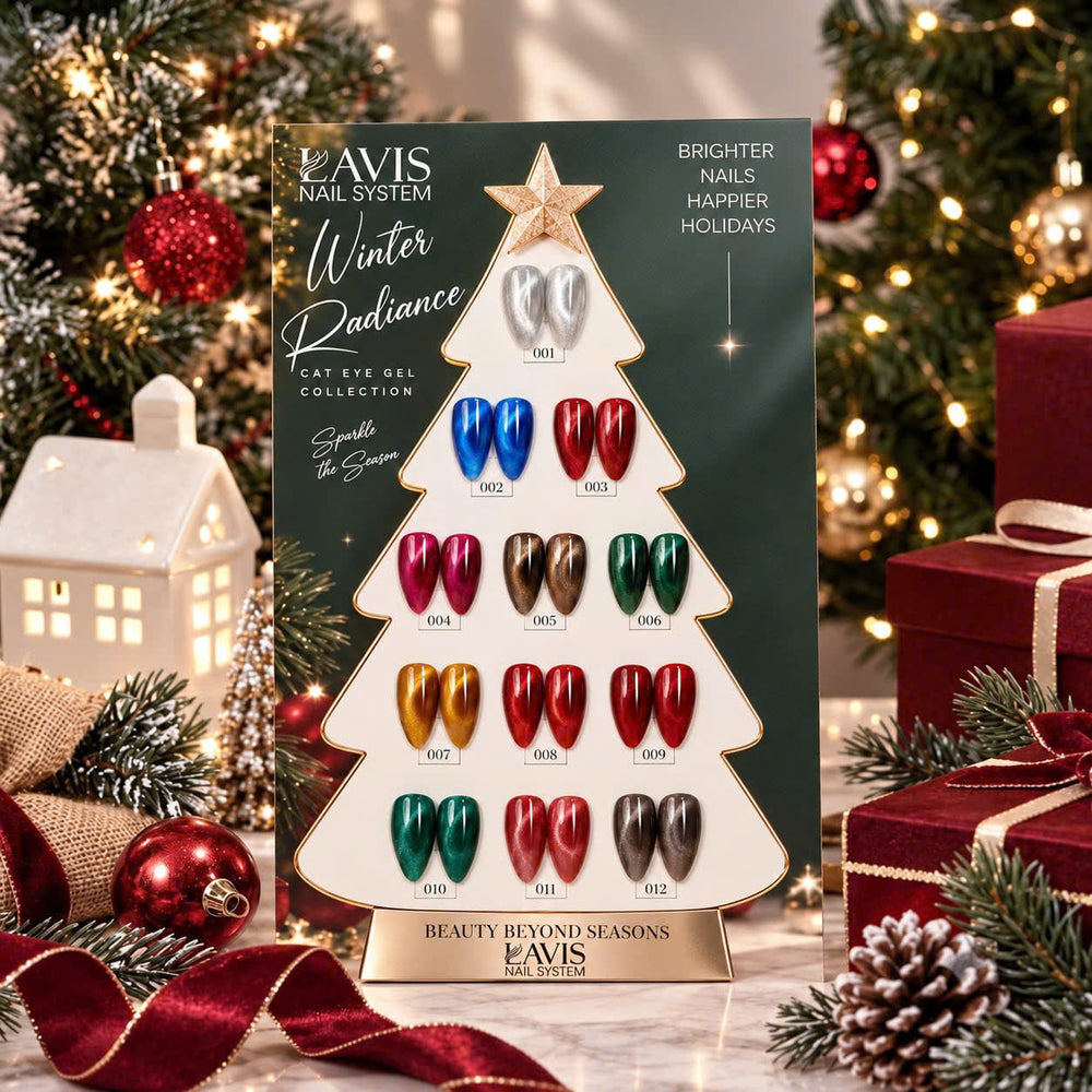 LAVIS Cat Eye - Set 12 Colors - Gel Polish 0.5 oz - Winter Radiance Collection + FREE Sample Color Chart + FREE Cat Eye Magnet