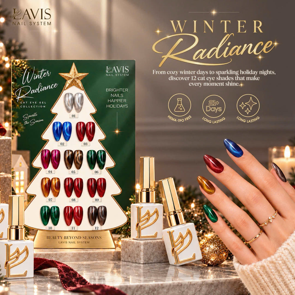 LAVIS Cat Eye - Set 12 Colors - Gel Polish 0.5 oz - Winter Radiance Collection