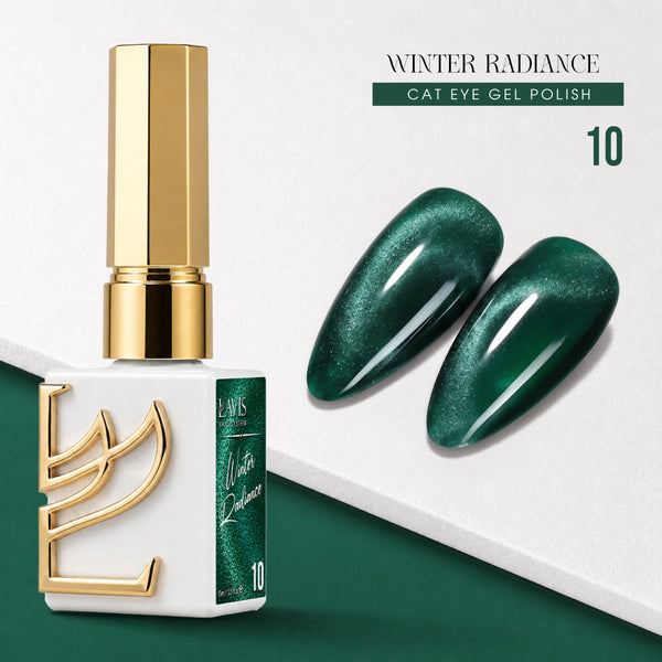 LAVIS Cat Eye - Set 12 Colors - Gel Polish 0.5 oz - Winter Radiance Collection + FREE Sample Color Chart + FREE Cat Eye Magnet