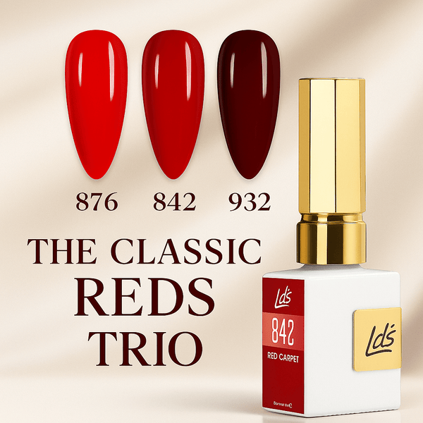 LDS Color Craze Gel Nail Polish - Set 3 Colors - Classsic Red - DTK Nail Supply