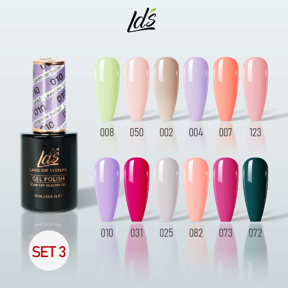 LDS Gel Color Set 3 (12 Colors) – Fresh & Light Gel Polish Set for Nail Salons