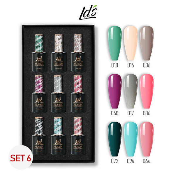 LDS Gel Color Set 6 (9 Colors) | Clean Nude Gel Polish Set