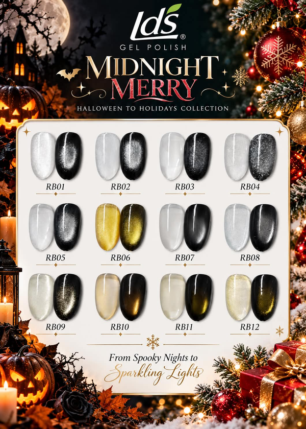 LDS Midnight Merry Cat Eye Set 12 Colors RB01-RB12 + FREE Magnet Stick + FREE LDS Red Jelly Gel 1014