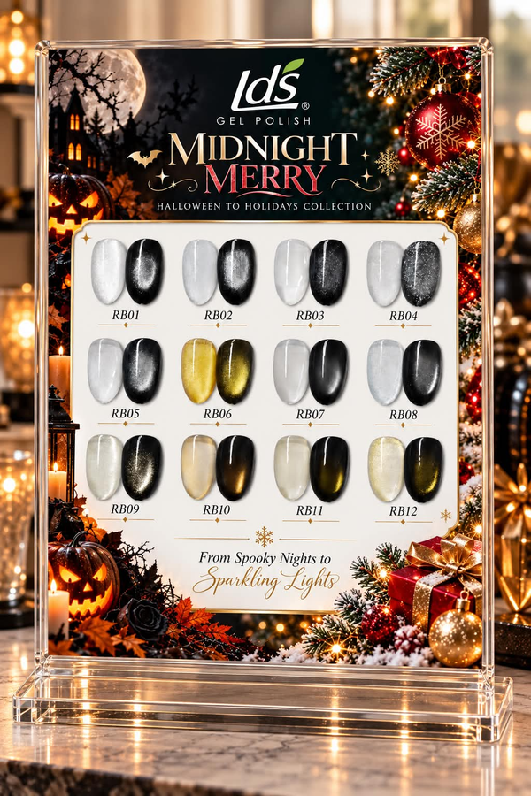 LDS Midnight Merry Cat Eye Set 12 Colors RB01-RB12 + FREE Magnet Stick + FREE LDS Red Jelly Gel 1014