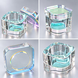Nail Liquid Cup with Brush Rest - Crystal Glass Pink