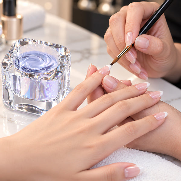 Nail Liquid Cup with Brush Rest - Crystal Glass Blue