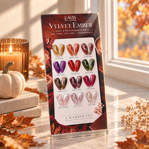 LAVIS Cat Eye 2 Sets 12 Colors Velvet Glow + Velvet Ember + FREE Magnet Stick + FREE A'DOR Foil Marble Ink Silver + FREE A'DOR Foil Marble Ink Gold + FREE Sample Color Chart
