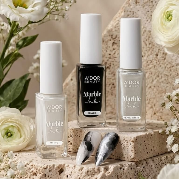 A'DOR Marble Ink 10ml - Set 3 Colors - Black, White & Pearl White