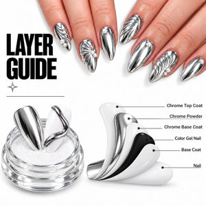 SNS Chrome Powder - Set 12 Colors with SNS Chrome Base & Chrome Top