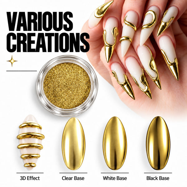 SNS Chrome Powder - Set 12 Colors with SNS Chrome Base & Chrome Top