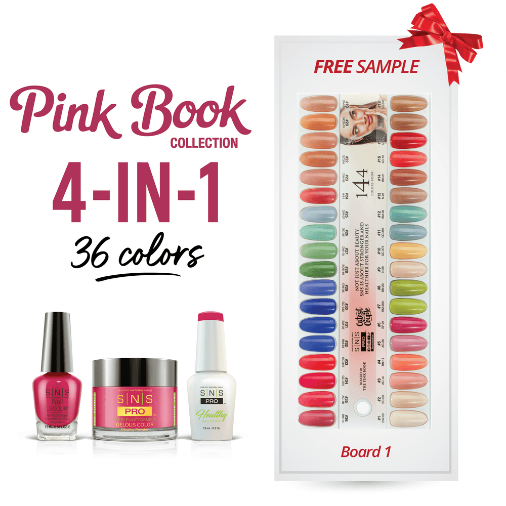 SNS Pro 4 in 1 Pink - Board 1 (001 - 036) - Dip, Gel & Lacquer Matching