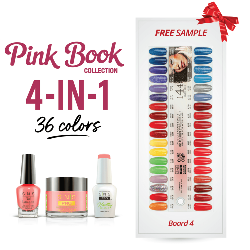 SNS Pro 4 in 1 Pink - Board 4 (109 - 144) - Dip, Gel & Lacquer Matching