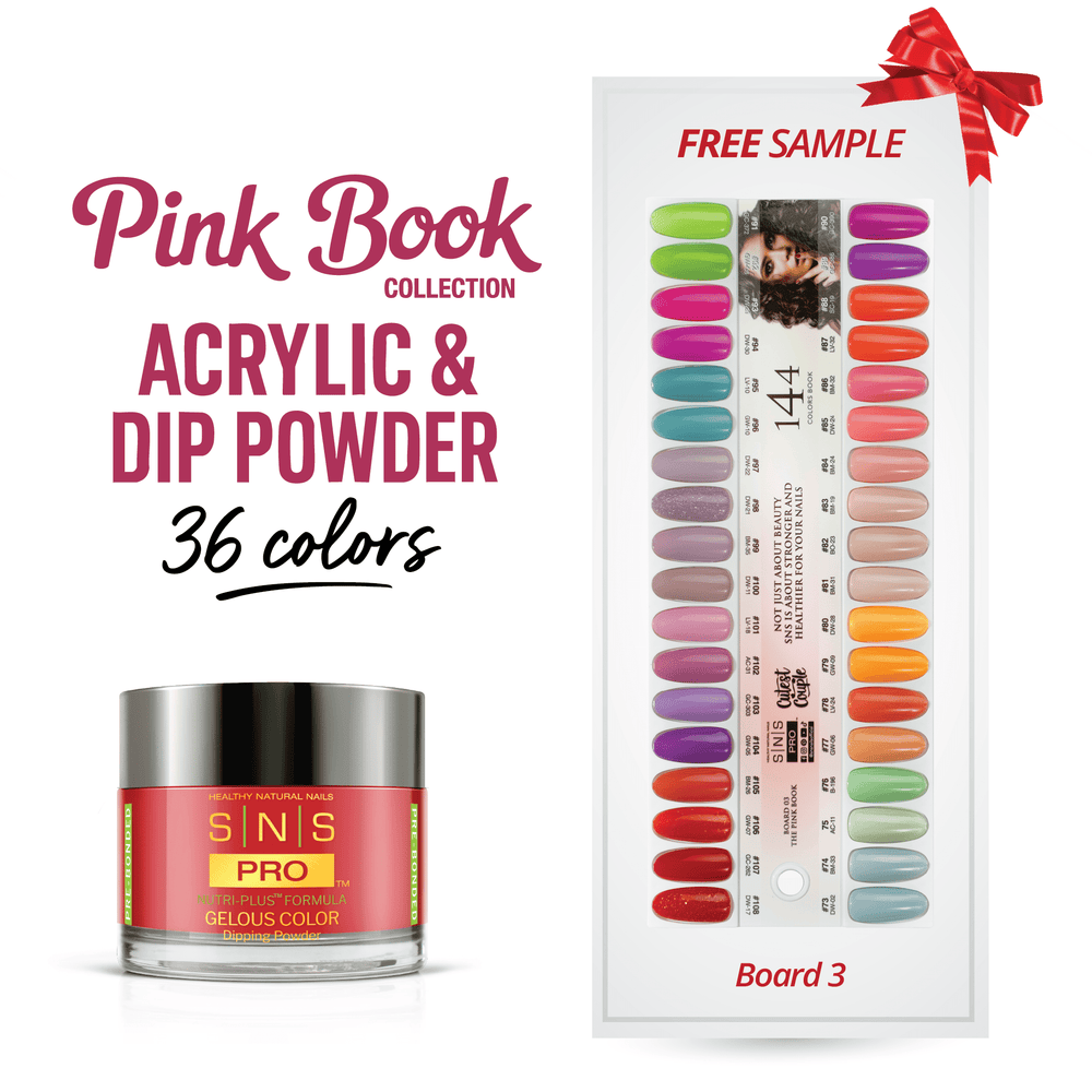 SNS Pro Dipping & Acrylic Powder - Set 36 Colors - Board 3 (073 - 108) - Pink Collection