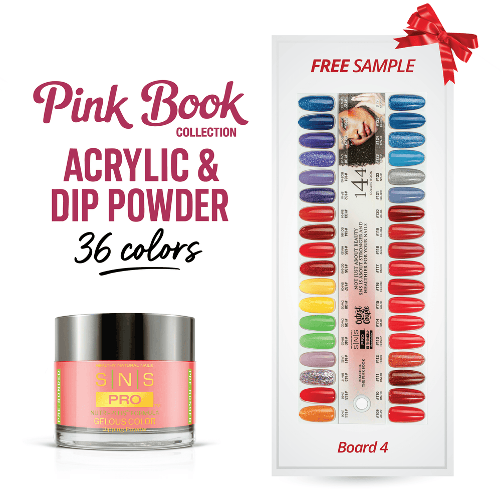 SNS Pro Dipping & Acrylic Powder - Set 36 Colors - Board 4 (109 - 144) - Pink Collection
