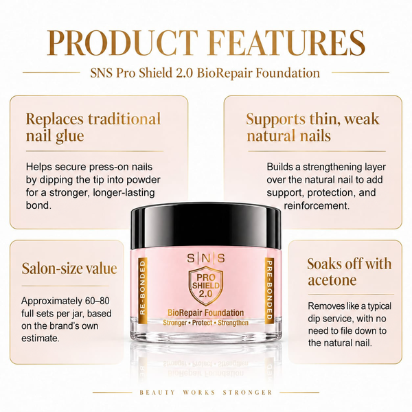 SNS Pro Shield 2.0 Combo - BioRepair Foundation, Gelous Base, Sealer Dry 0.5 oz, LAVIS Soft Gel Tips 4 Shapes