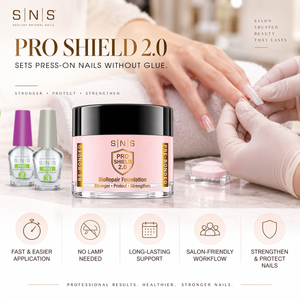 SNS Pro Shield 2.0 Combo - BioRepair Foundation, Gelous Base, Sealer Dry 0.5 oz, LAVIS Soft Gel Tips 4 Shapes