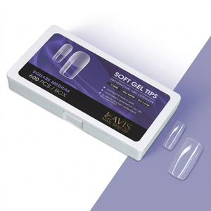 LAVIS Square Medium - 12 Sizes Half Buffed - Soft Gel Tips