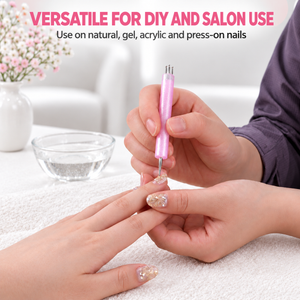 Flower Dotting Pen - Dual-Ended Nail Art Pen with Pink Glitter Handle