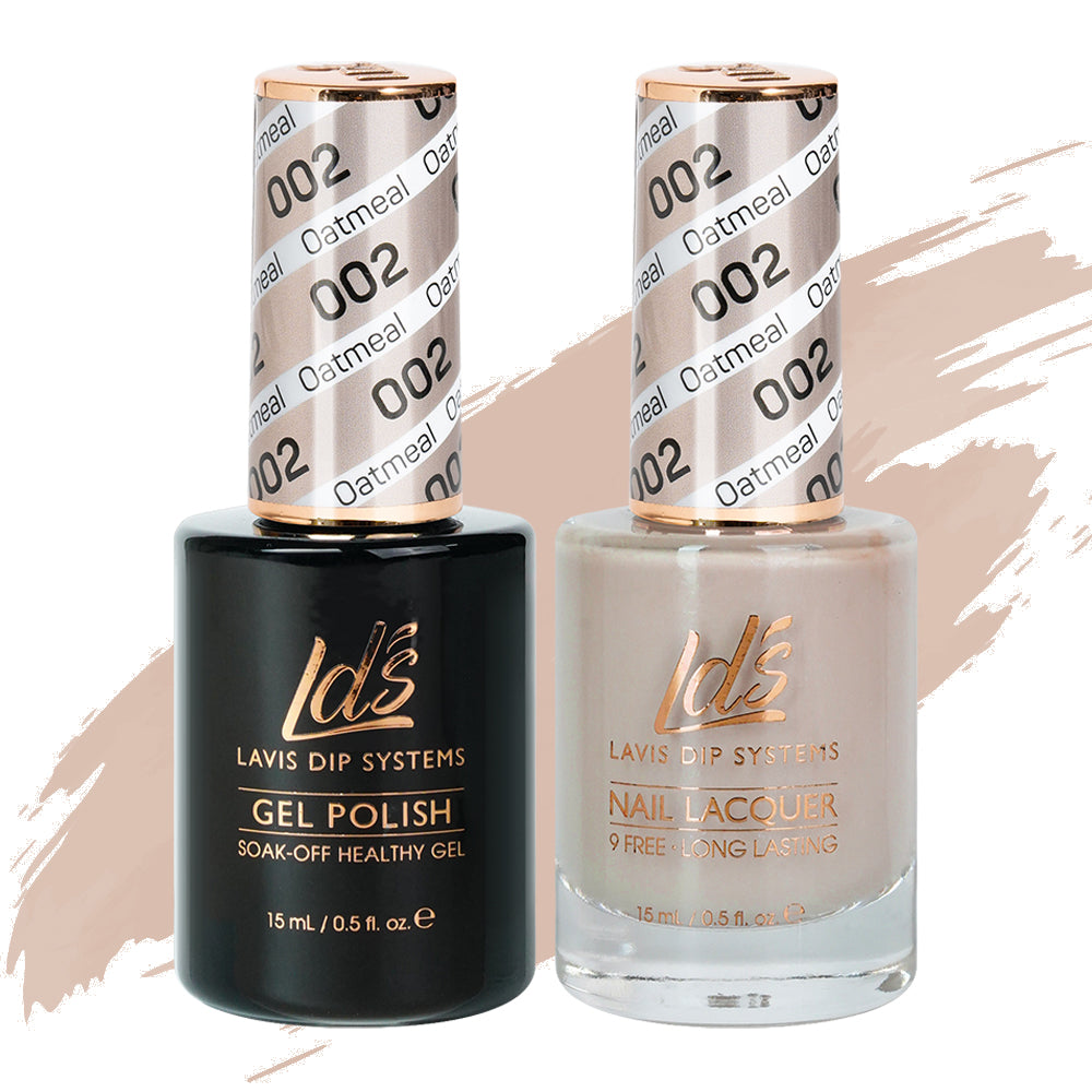 LDS 002 Oatmeal - LDS Gel Polish & Matching Nail Lacquer Duo Set - 0.5oz