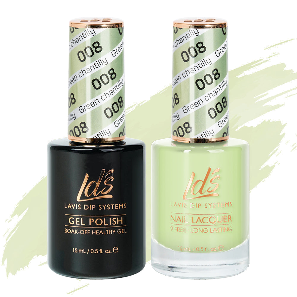 LDS 008 Green Chantilly - LDS Gel Polish & Matching Nail Lacquer Duo Set - 0.5oz