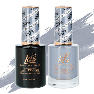 LDS 009 Smoke Blue - LDS Gel Polish & Matching Nail Lacquer Duo Set - 0.5oz