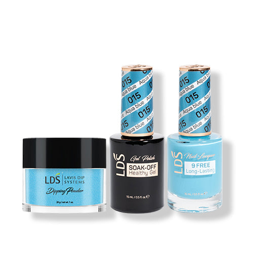 LDS 3 in 1 - 015 Aqua Blue - Dip (1oz), Gel & Lacquer Matching