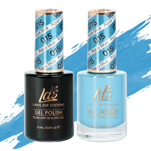 LDS 015 Aqua Blue - LDS Gel Polish & Matching Nail Lacquer Duo Set - 0.5oz