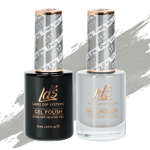 LDS 017 Shady Lady Gray - LDS Gel Polish & Matching Nail Lacquer Duo Set - 0.5oz