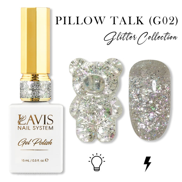 LAVIS Glitter G02 - 01 - Gel Polish 0.5 oz - Pillow Talk Collection