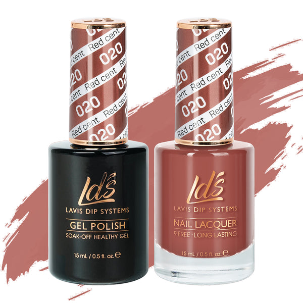 LDS 020 Red Cent - LDS Gel Polish & Matching Nail Lacquer Duo Set - 0.5oz