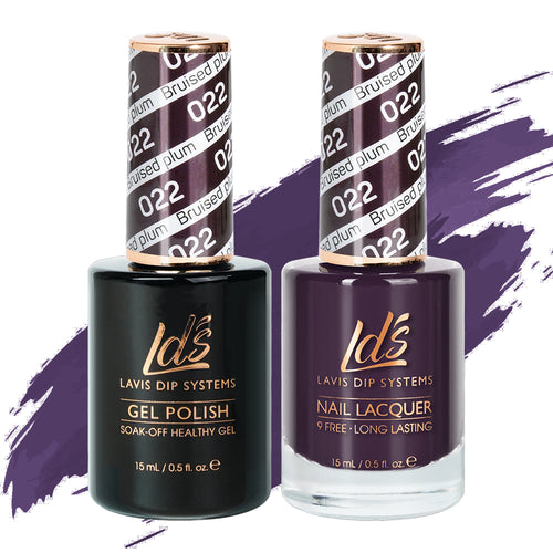 LDS 022 Bruised Plum - LDS Gel Polish & Matching Nail Lacquer Duo Set - 0.5oz