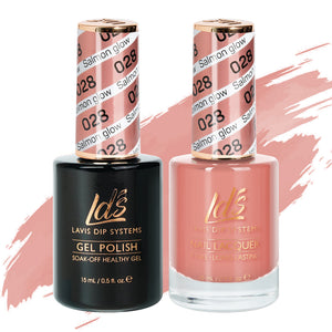 LDS 028 Salmon Glow - LDS Gel Polish & Matching Nail Lacquer Duo Set - 0.5oz