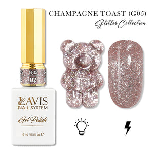 LAVIS Glitter G05 - 02 - Gel Polish 0.5oz - Champagne Toast Glitter Collection