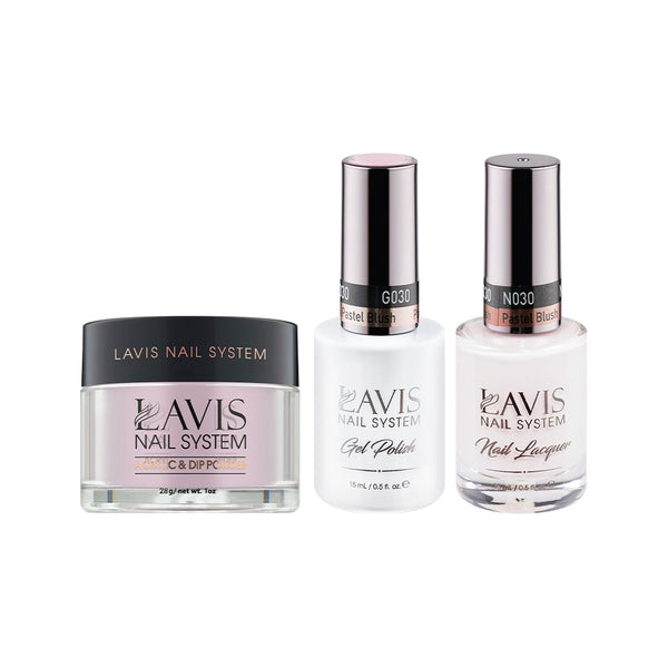 LAVIS 3 in 1 - 030 Pastel Blush - Acrylic & Dip Powder (1oz), Gel & Lacquer