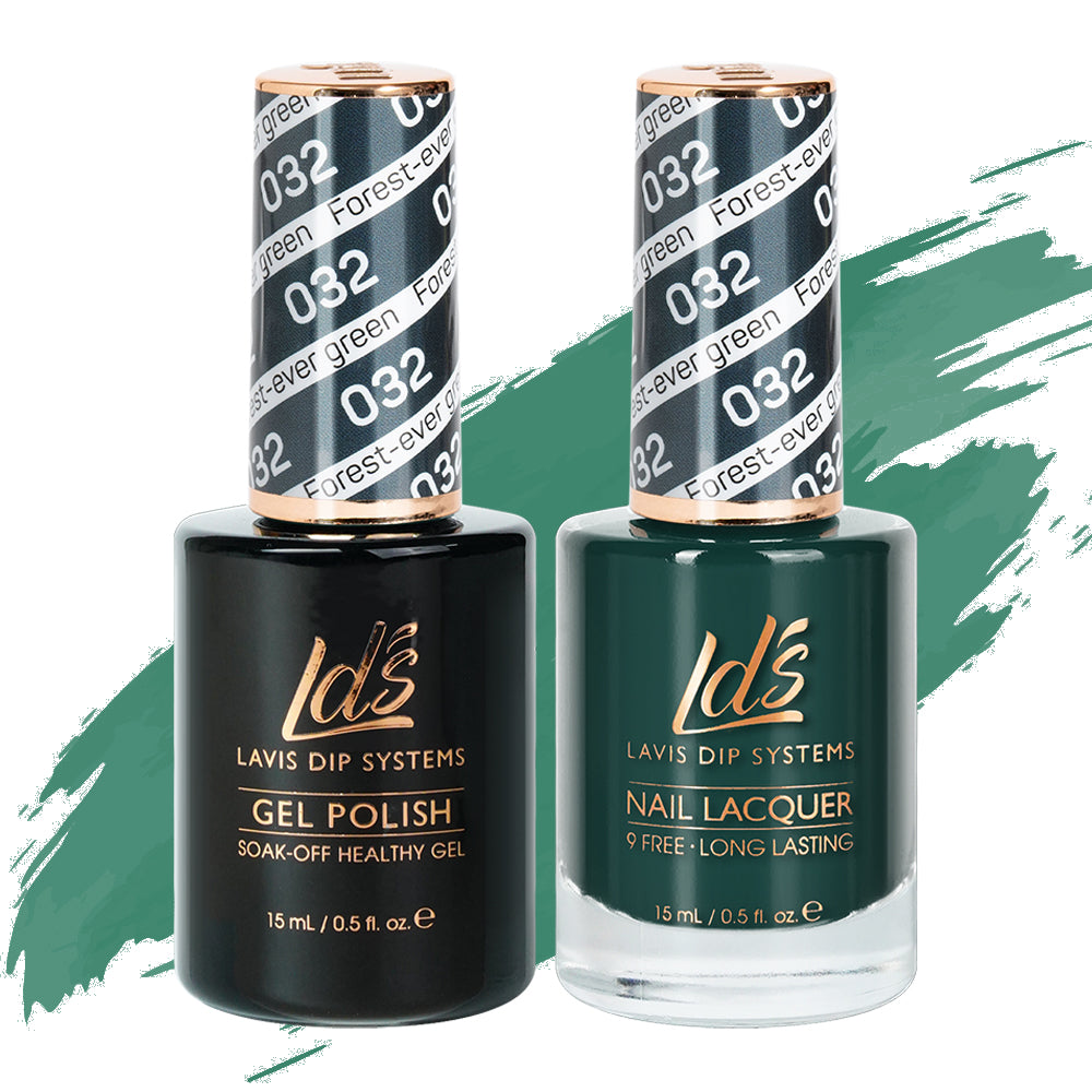 LDS 032 Forest-Ever Green - LDS Gel Polish & Matching Nail Lacquer Duo Set - 0.5oz