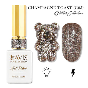 LAVIS Glitter G05 - 04 - Gel Polish 0.5oz - Champagne Toast Glitter Collection