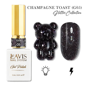 LAVIS Glitter G05 - 05 - Gel Polish 0.5oz - Champagne Toast Glitter Collection