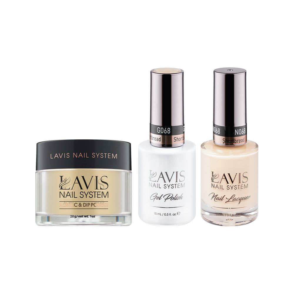 LAVIS 3 in 1 - 068 Shortbread - Acrylic & Dip Powder (1oz), Gel & Lacquer