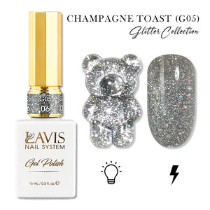 LAVIS Glitter G05 - 06 - Gel Polish 0.5oz - Champagne Toast Glitter Collection