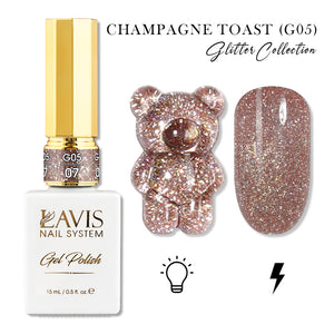 LAVIS Glitter G05 - 07 - Gel Polish 0.5oz - Champagne Toast Glitter Collection