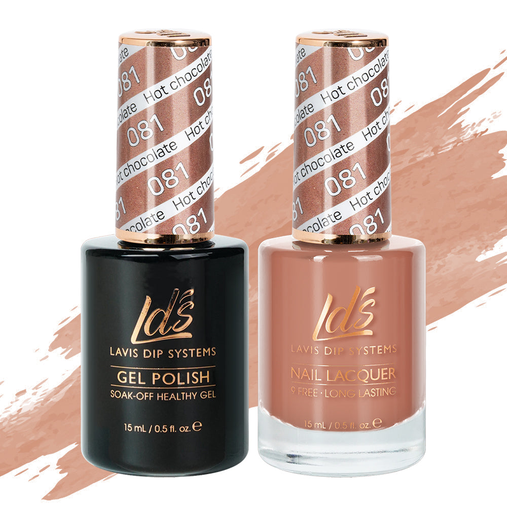 LDS 081 Hot Chocolate - LDS Gel Polish & Matching Nail Lacquer Duo Set - 0.5oz