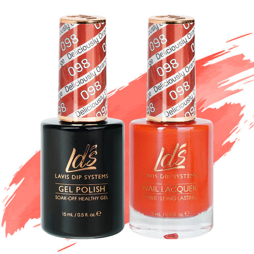 LDS 098 Deliciously Orange - LDS Gel Polish & Matching Nail Lacquer Duo Set - 0.5oz