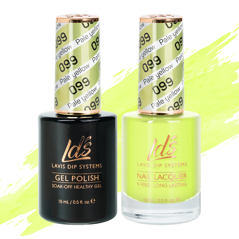 LDS 099 Pale Yellow - LDS Gel Polish & Matching Nail Lacquer Duo Set - 0.5oz