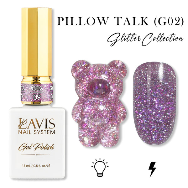 LAVIS Glitter G02 - 09 - Gel Polish 0.5 oz - Pillow Talk Collection