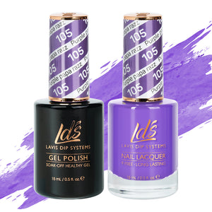 LDS 105 Purple Papa Razzi - LDS Gel Polish & Matching Nail Lacquer Duo Set - 0.5oz